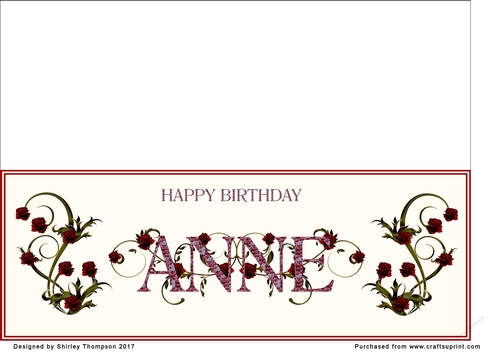 Rose and mosaic name card (Anne)