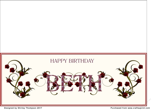 Rose and mosaic name card (Beth)