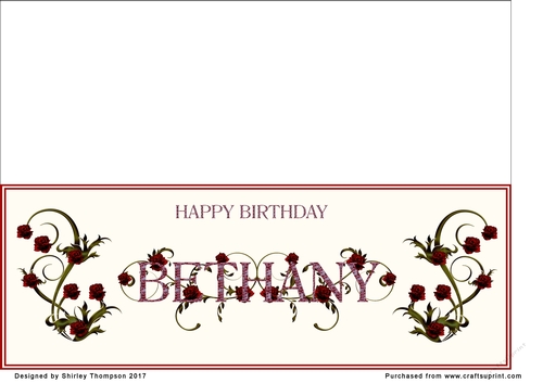 Rose and mosaic name card (Bethany)