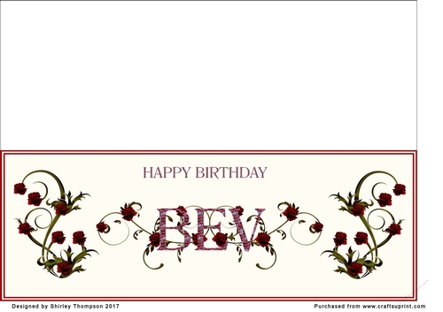 Rose and mosaic name card (Bev)
