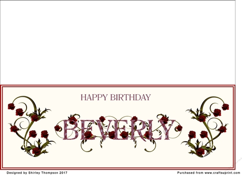 Rose and mosaic name card (Beverly)