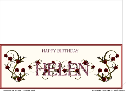 Rose and mosaic name card (Helen)