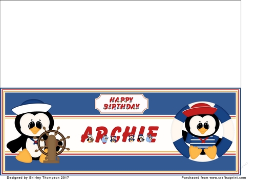 Anchors away large DL name card (Archie)