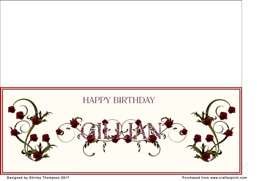 Rose and mosaic name card (Gillian)