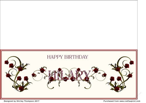 Rose and mosaic name card (Hilary)