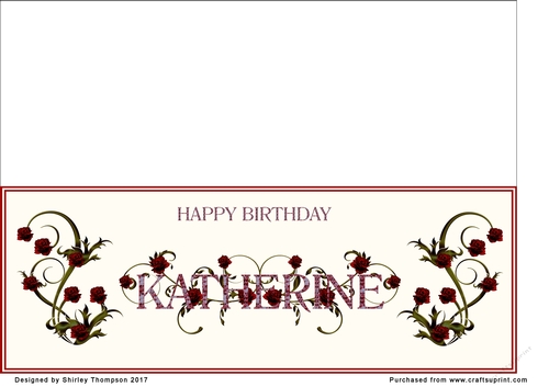 Rose and mosaic name card (Katherine)