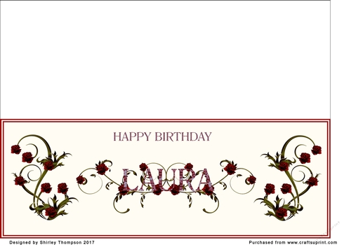Rose and mosaic name card (Laura)