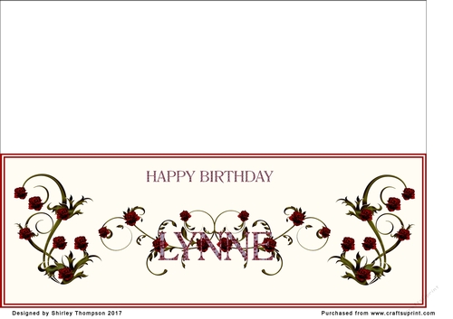 Rose and mosaic name card (Lynne)
