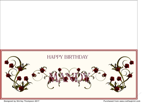 Rose and mosaic name card (Mandy)
