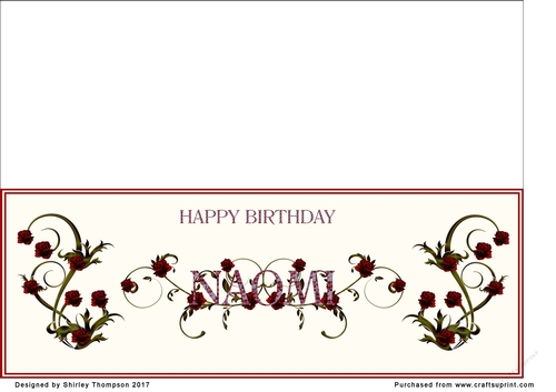 Rose and mosaic name card (Naomi)