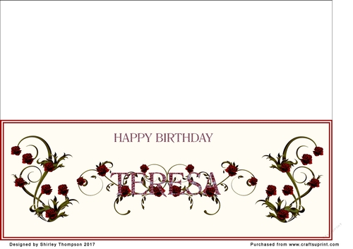 Rose and mosaic name card (Teresa)