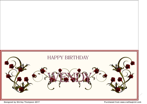 Rose and mosaic name card (Wendy)