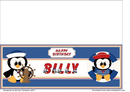 Anchors away large DL name card (Billy)
