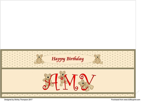 Teddy bear DL name card (Amy).