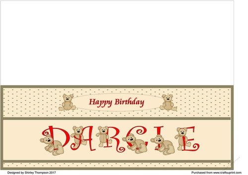 Teddy bear DL name card (Darcie).