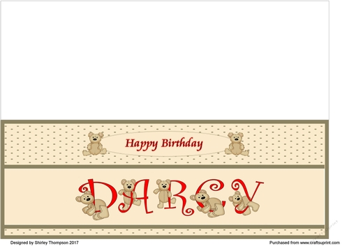 Teddy bear DL name card (Darcy).