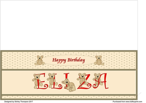 Teddy bear DL name card (Eliza).