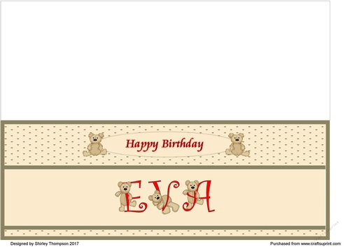 Teddy bear DL name card (Eva).