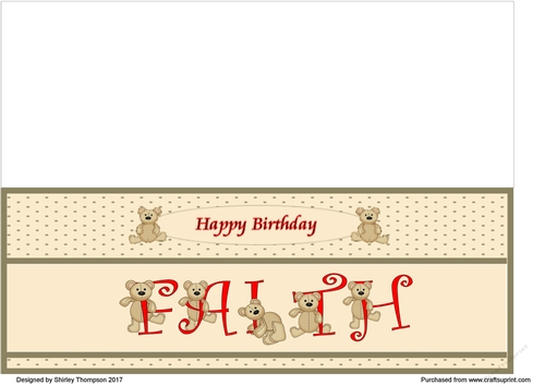 Teddy bear DL name card (Faith).