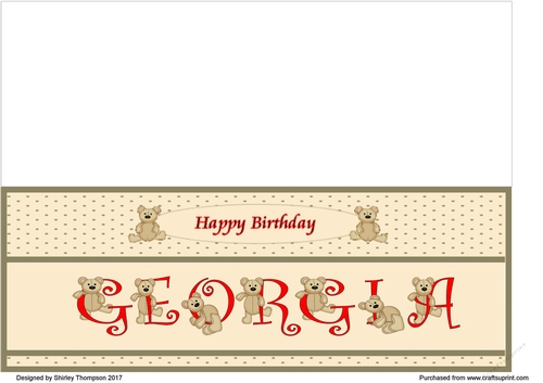 Teddy bear DL name card (Georgia).