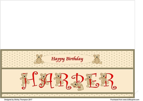 Teddy bear DL name card (Harper).