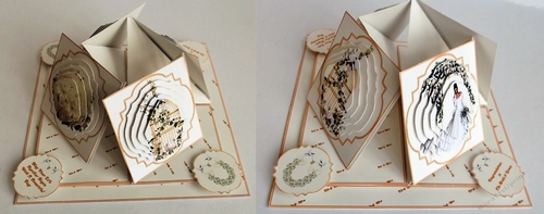 Wedding day quad easel card with decoupage toppers.
