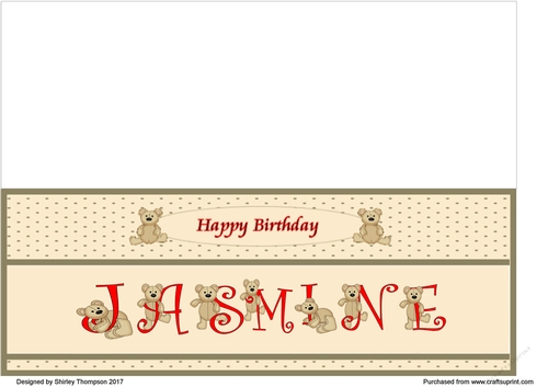 Teddy bear DL name card (Jasmine).