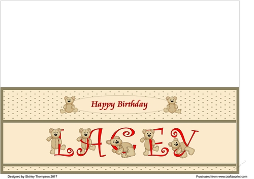 Teddy bear DL name card (Lacey).