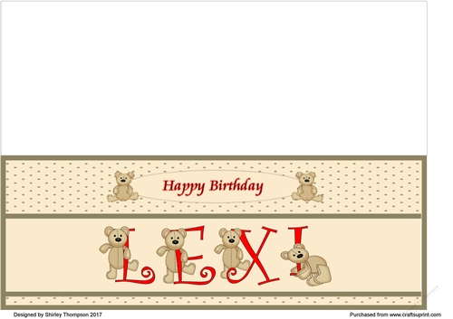 Teddy bear DL name card (Lexi).