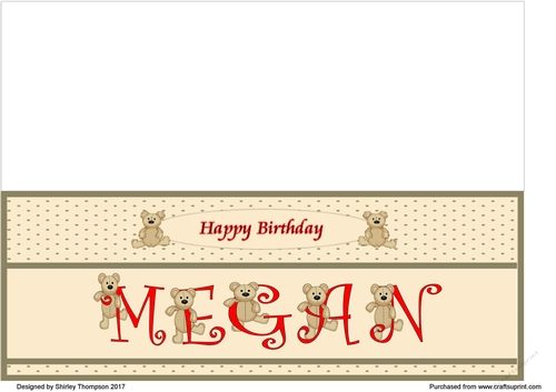 Teddy bear DL name card (Megan).