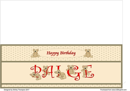 Teddy bear DL name card (Paige).