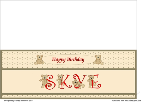 Teddy bear DL name card (Skye).