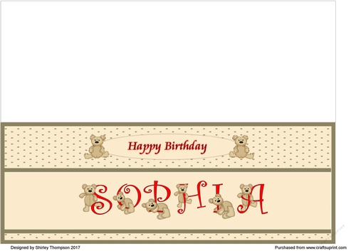 Teddy bear DL name card (Sophia).