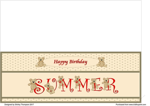 Teddy bear DL name card (Summer).