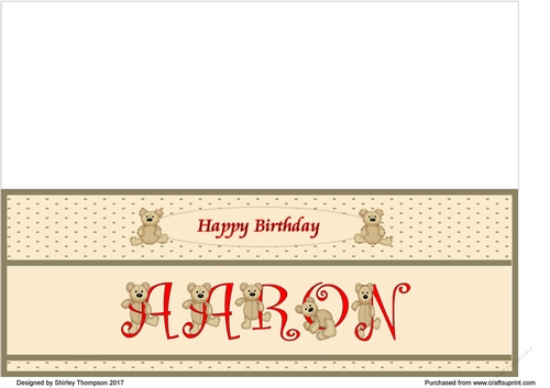 Teddy bear DL name card (Arran).