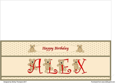 Teddy bear DL name card (Alex).