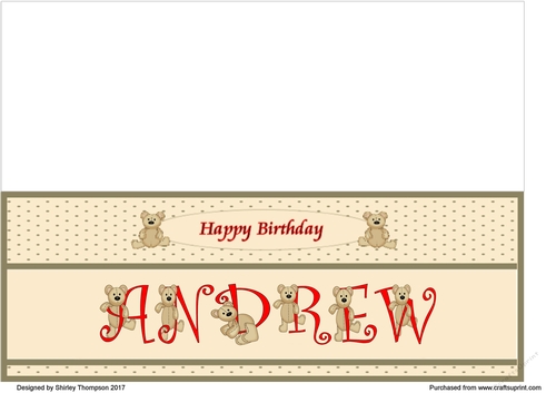 Teddy bear DL name card (Andrew).