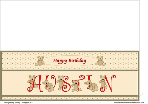 Teddy bear DL name card (Austin).