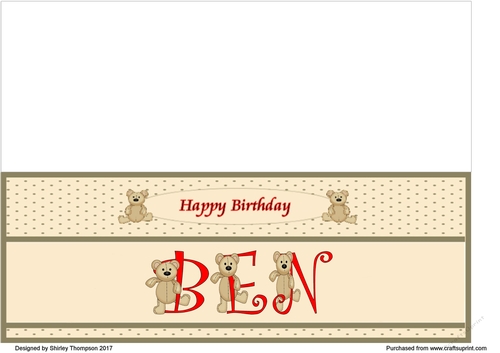 Teddy bear DL name card (Ben).