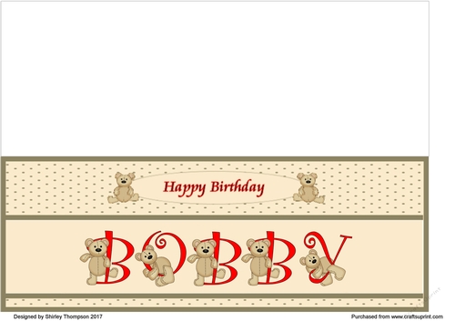 Teddy bear DL name card (Bobby).