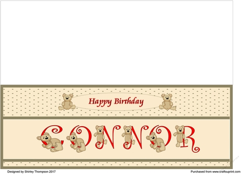 Teddy bear DL name card (Connor).