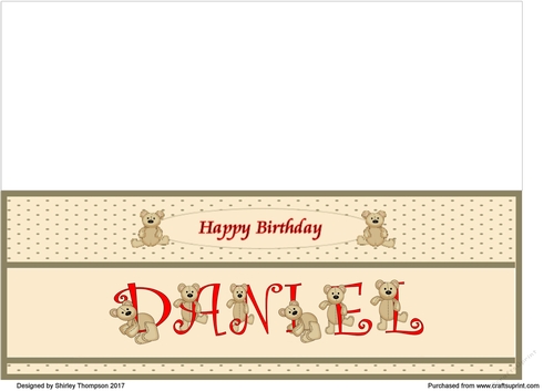 Teddy bear DL name card (Daniel).