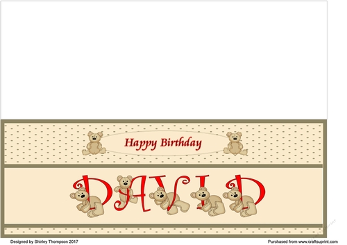 Teddy bear DL name card (David).