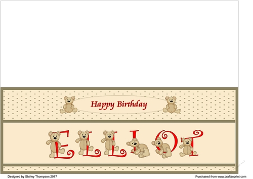Teddy bear DL name card (Elliot).