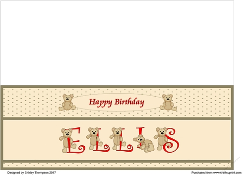 Teddy bear DL name card (Ellis).