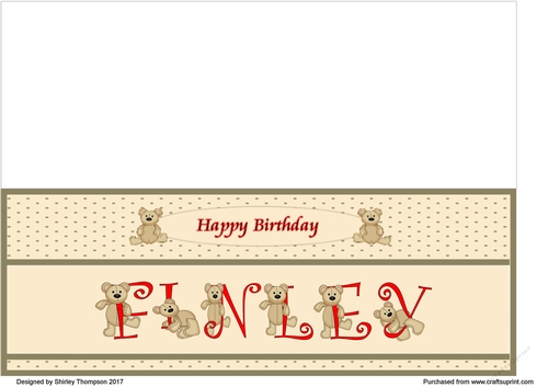 Teddy bear DL name card (Finley).