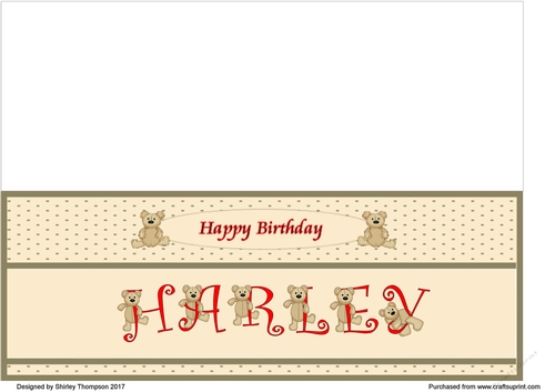 Teddy bear DL name card (Harley).