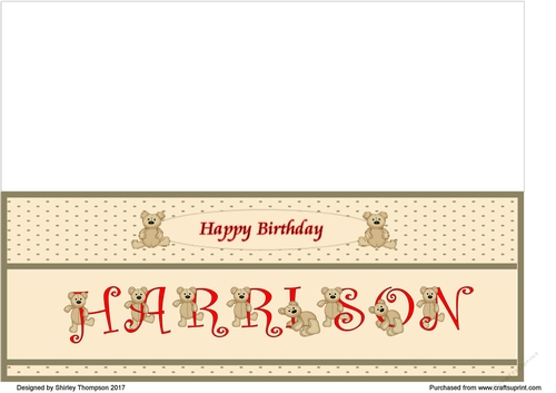 Teddy bear DL name card (Harrison).