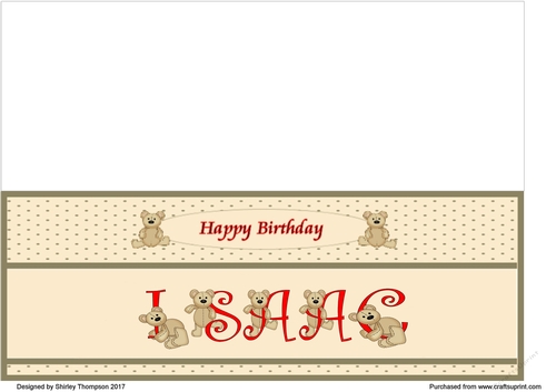 Teddy bear DL name card (Isaac).