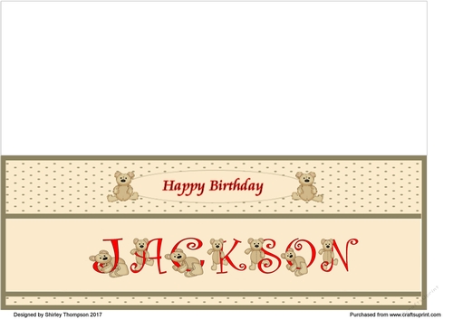 Teddy bear DL name card (Jackson).